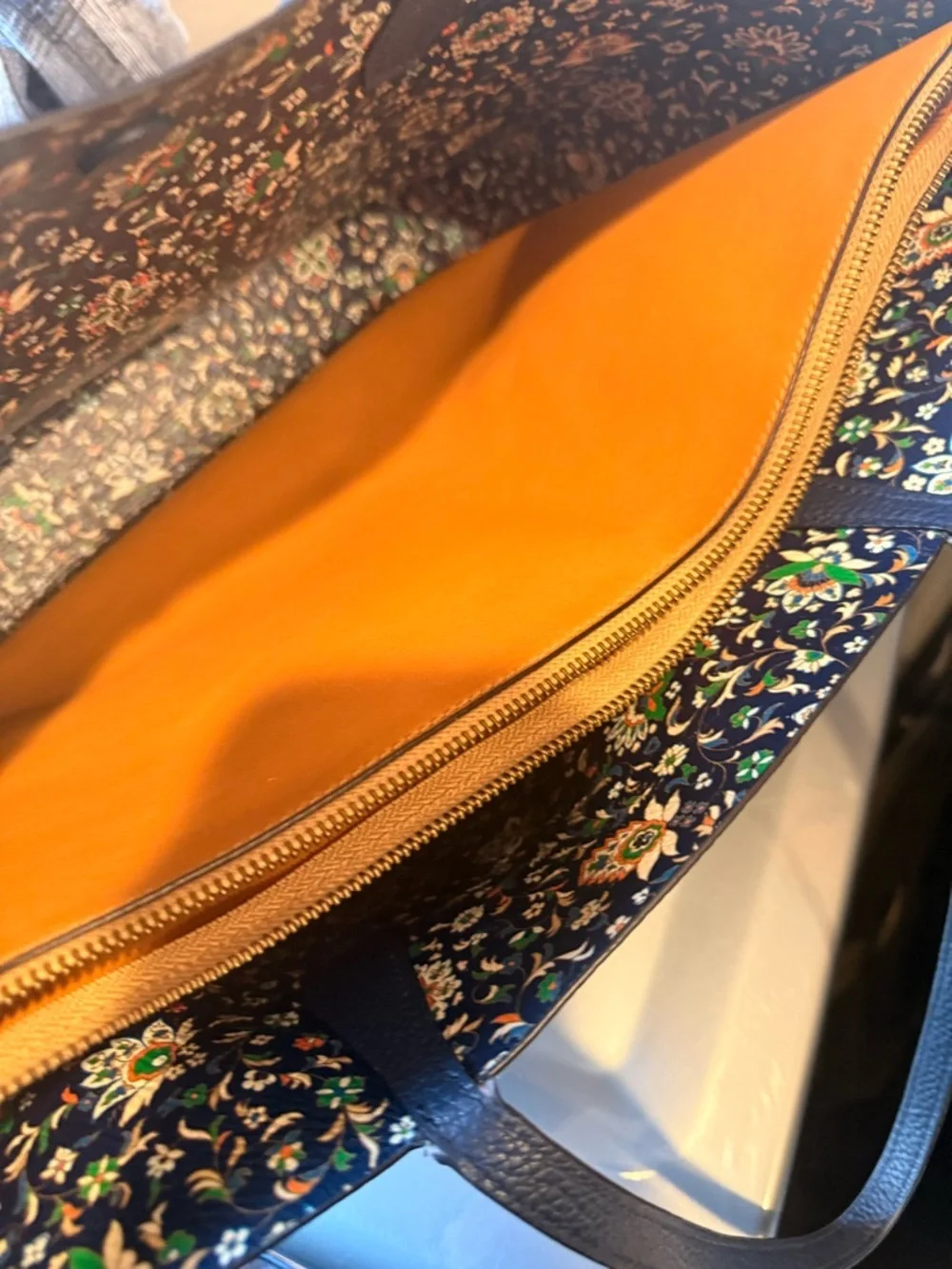 Tory Burch Navy Pebbled Leather Tote